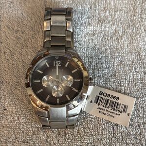 Fossil Silver Metal Bracelet Chronograph Watch with Black Dial